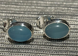 Blue Chalcedony Stud Earrings