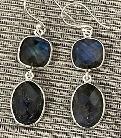 Labradorite 2 stone Drop Earrings