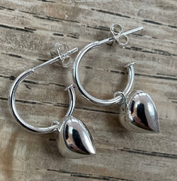 Sterling Silver Heart Hoop Earrings